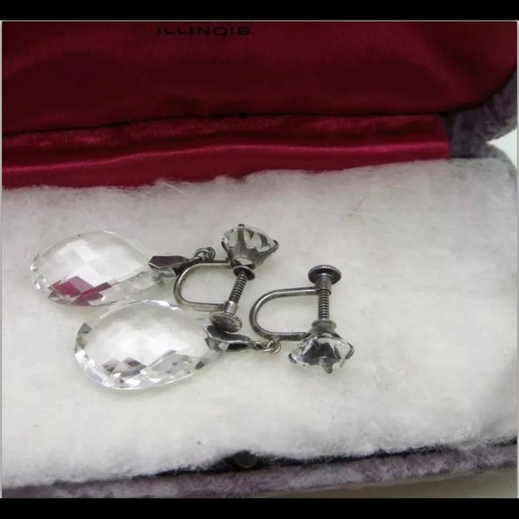 Vintage SS Rock Crystal Quartz Earrings - Picture 4 of 6